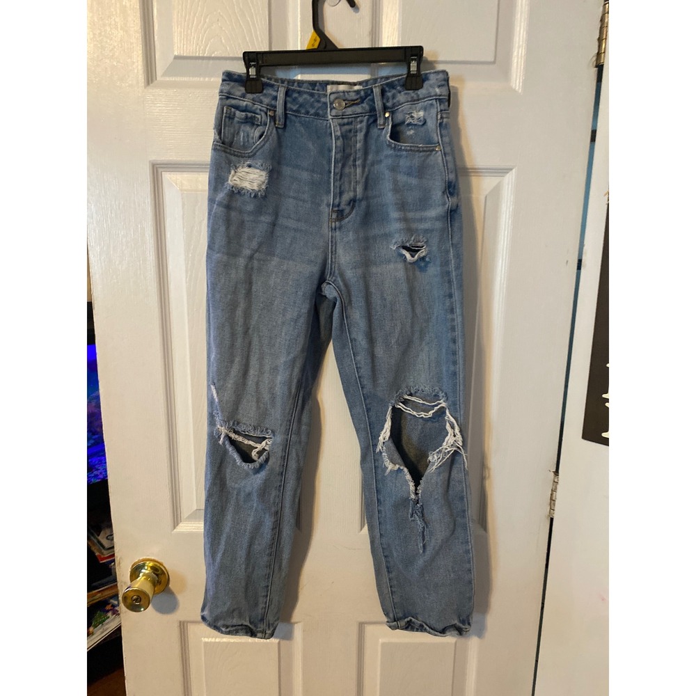 PacSun Mom Jeans Light Wash Distressed High Waisted Denim Size 24